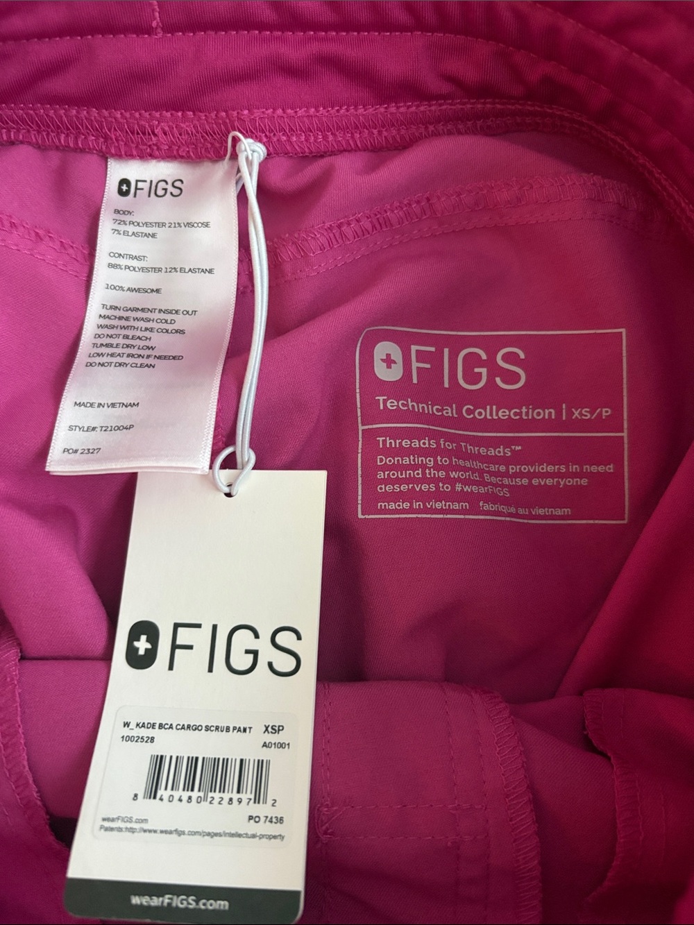 FIGS Hot Pink Technical Scrub Pants - Picture 3 of 5